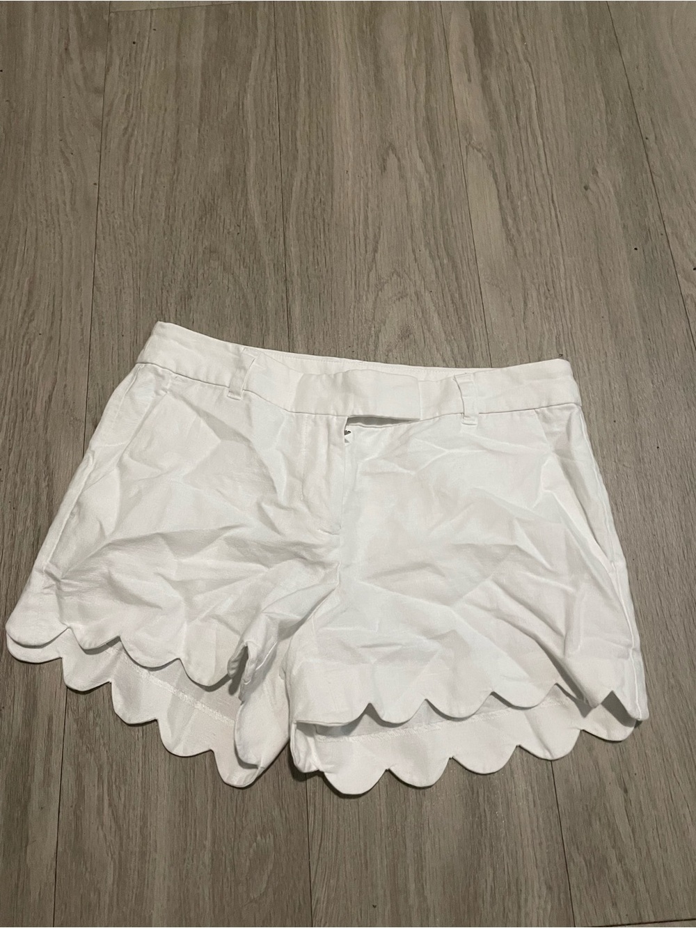 J. Crew White Scallop-Hem High-Waist Shorts